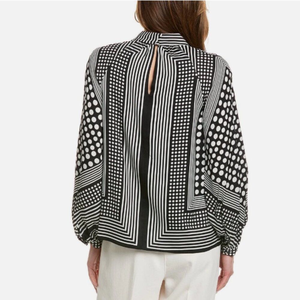 Elie Tahari The Olivia Silk-Blend Blouse NWT - Flaw - Picture 2 of 10